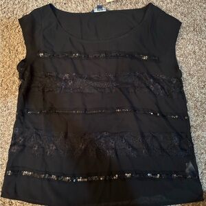 American Eagle Outfitters Black Sequin Lace Top